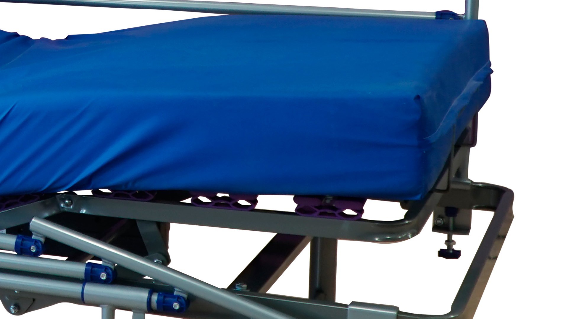 Cama Geriátrica Eléctrica con Colchón Sanitario, Patas Regulables y Barandilla Detalle