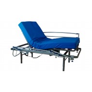 Cama Geriátrica Eléctrica con Colchón Sanitario, Patas Regulables y Barandilla
