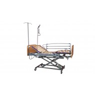 Cama Geriátrica Eléctrica con Carro Elevador, Cabecero, Piecero, Barandilla, Agarrador y Porta Gotero